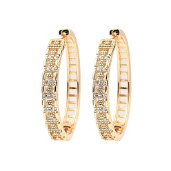 Light Gold Messing micro pave zirkonia ohrreifen, Karrees, Licht Gold, 34x4.5 mm