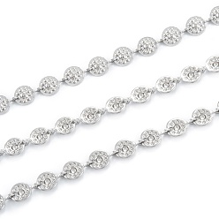 Нержавеющая Сталь Цвет Устойчивые к потускнению ручная работа 304 нержавеющая сталь плоские круглые подвески цепи, , несварные, с катушкой, цвет нержавеющей стали, ссылка: 7.5x5x1.5~2 mm, 32.8 футов (10 м) / рулон