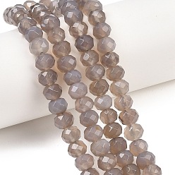 Серый агат Серые натуральные бусины из агата , рондель, граненые, 8~8.5x5~6 мм, отверстие : 1 мм, около 68~76 шт / нитка, 14.96~15.35'' (38~39 см)