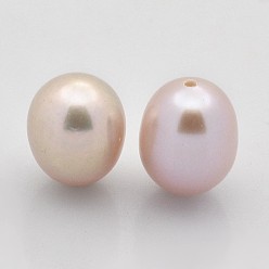 Thistle Natural Cultured Freshwater Pearl Beads, Half Drilled, Rice, Grade AAA, Thistle, 7~8mm, Hole: 1mm