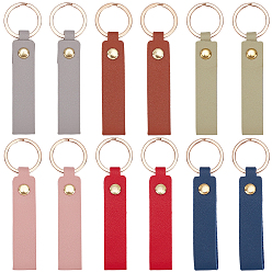 (52) Непрозрачная лаванда 18шт 6 цвета искусственная кожа брелки, прямоугольные, с железной фурнитурой, золотые, разноцветные, 108 мм, 3 шт / цвет