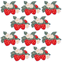 Красный Компьютеризированные вышивки ткани самоклеющиеся пластыри, наклеить патч, аксессуары для костюма, аппликация, клубника, красные, 52x68x1.5 мм