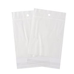 Белый Прямоугольник ОПП целлофановые мешки, самозапечатывающиеся пакеты с отверстием для подвешивания, белые, 16x9x0.01 см, отверстие : 7 мм