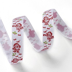 Белый Полиэстер Grosgrain ленты, Новогодняя тема, для изготовления ювелирных изделий, белые, 3/8 дюйм (10 мм), 100yards / рулон (91.44 м / рулон)