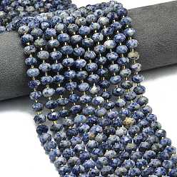 (306FM) Жонкиль матовый с лаймовой подкладкой Натуральное синее пятно нитки из бисера яшмы, граненые, рондель, с бисером, 8.5~10x5.5~6.5 мм, отверстие : 1 мм, около 43~45 шт / нитка, 15.35'' (39 см)