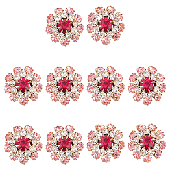 Разноцветный 1 пуговицы с отверстием из цинкового сплава, со стразами, кнопка цветок, красочный, 21.5x10 мм, отверстие : 2 мм, 10 шт / коробка