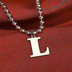 Letter L Браслеты на ногу с подвеской из сплава в виде шариковой цепи, браслеты с буквенным амулетом, платина, Письмо L, 7-7/8 дюйм (200 мм)