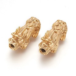 Матовый Золотой Цвет 304 из нержавеющей стали бусы, Pi Xiu, матовый золотой цвет, 29x13x10 мм, отверстие : 3.5 мм