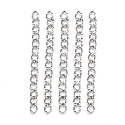 Stainless Steel Color 304 Stainless Steel Ends Chains, Twisted Chain Extension, for Anklet Jewelry, Solder, Stainless Steel Color, 40x3mm, Links: 4x3x0.5mm