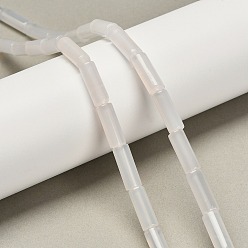 Белый Природный агат бисер нитей, колонка, белые, 15.5~16x6~6.5 мм, отверстие : 1 мм, около 24~25 шт / нитка, 14.96~15.35'' (38~39 см)