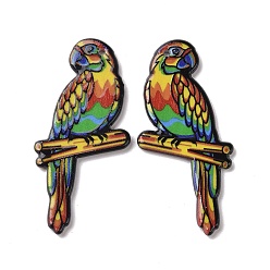 Parrot Печатные акриловые большие подвески, образец попугая, 52x24x2.5 мм, отверстие : 1.6 мм