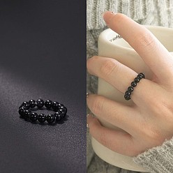 Черный Стеклянные эластичные кольца для пальцев, круглые, чёрные, 60 мм