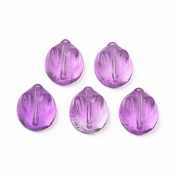 Purple Transparent Glass Beads, Rabbit, Purple, 14x12x8mm, Hole: 1.4mm