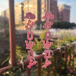 Светло-Коралловый Акриловые серьги-гвоздики с надписью «привет», платина, свет коралловый, 100x20 мм