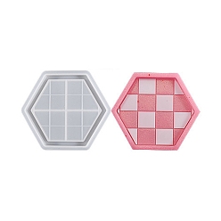 Шестиугольник Силиконовые формы для подставок своими руками, формы для литья смолы, для уф-смолы, изготовление ювелирных изделий из эпоксидной смолы, шотландка шаблон, шестиугольник, 115x102x12 мм, внутренний диаметр: 90x103 мм