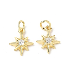 Настоящее золото 18K Латунные микро проложить кубического циркония прелести, звезда, стойки покрытие, долговечный, без кадмия и без свинца, с целью перехода в кольце, реальный 18 k позолоченный, 13x10.5x3 мм, отверстие : 3.5 мм