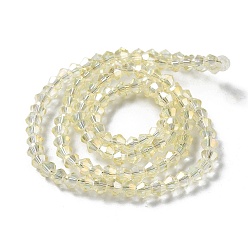 Light Yellow Electroplate Glass Beads Strands, Full Plated, Faceted, Bicone, Light Yellow, 3x3mm, Hole: 1mm, about 128~135pcs/strand, 13.8