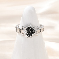 Сердце Латунные микропаве прозрачные кубические цирконии с эмалевыми манжетными кольцами, cmотреть, сердце, 10.5 мм, размер США 6 (16.5 мм)