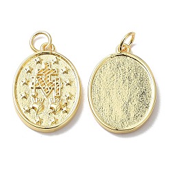 Echt 18 k vergoldet Medaillenanhänger aus Messing, mit Sprungring, Bleifrei und cadmium frei, ovaler Anhänger, echt 18 k vergoldet, 20.5x14.5x2 mm, Bohrung: 3.6 mm
