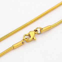 Golden 304 Stainless Steel Necklaces, with Snake Chains and Lobster Claw Clasps, Golden, 17.7 inch(45cm)