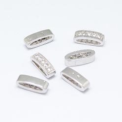 Платина Овальные латунные микро проложить кубического циркония многожильных ссылки, без кадмия, без никеля и без свинца, платина, 13x4x4 мм, отверстие : 1.5 мм