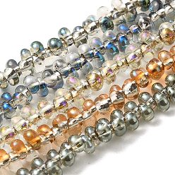 Mixed Color Electroplate Glass Beads Strands, Top Drilled Beads, Teardrop, Mixed Color, 5x4x2~3mm, Hole: 1mm, about 215pcs/strand, 20.4 inch