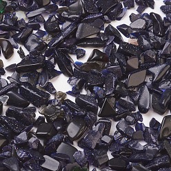 Blue Goldstone Synthetic Blue Goldstone & Black Obsidian Beads, No Hole/Undrilled, Chip, 2~6x1.5~4.5x0.5~2mm, about 15620pcs/500g