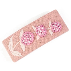 Pink DIY Embroidery Flower Pattern Hair Clips Kits, Including Embroidery Cloth & Thread, Needle, Embroidery Hoop, Instruction Sheet, Pink, 65x25mm