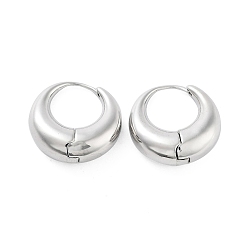 Platinum Double Horn Brass Stud Earrings, Long-Lasting Plated, Lead Free & Cadmium Free, Platinum, 21x8mm