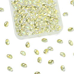 Шампанско-Желтый 100 шт. Гальванические стеклянные бусины, Топ пробуренной, слеза, шампанское желтый, 6x8.5 мм