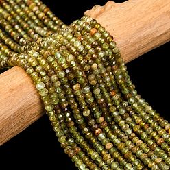 Гранат Граненый рондель натуральный зеленый гранат бусы нити, андрадитовые бусины, 3x2 мм, отверстие : 1 мм, около 187 шт / нитка, 15.5 дюйм