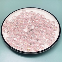 Pink Jolies perles acryliques transparentes, de couleur plaquée ab , impression de patte de chat, rose, 16x18.5mm, Trou: 4mm