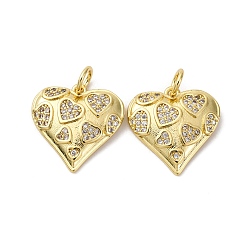 Настоящее золото 18K Латунные микро проложить кубического циркония подвески, сердце, долговечный, без кадмия и без свинца, стойки покрытие, с целью перехода в кольце, реальный 18 k позолоченный, 16x16x2.5 мм, отверстие : 3.5 мм