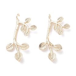 Настоящее золото 18K Подвески из латуни, лист ссылки, без кадмия, без никеля и без свинца, реальный 18 k позолоченный, 25.5x16x1.5 мм, отверстие : 1.2 мм