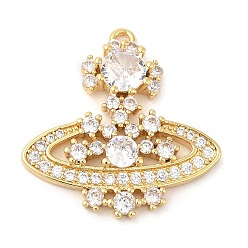 Настоящее золото 18K Подвески из кубического циркония с покрытием из латуни, долговечный, без кадмия и без свинца, реальный 18 k позолоченный, 22.5x22x3.8 мм, отверстие : 1 мм