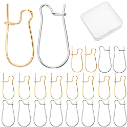 (52) Непрозрачная лаванда 100 шт. 2 стили 304 фурнитура для сережек-колец из нержавеющей стали и латуни, провод почки, настоящее золото и нержавеющая сталь, 19~20x9~10.5x4 мм, штифты : 0.7~0.8 мм, 50 шт / стиль