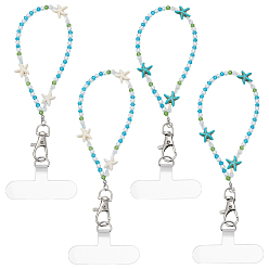 (52) Непрозрачная лаванда 4шт. стеклянные и синтетические бирюзовые ремешки для мобильных телефонов, морская звезда, с патчем для шнурка для мобильного телефона из ТПУ, разноцветные, 180 мм