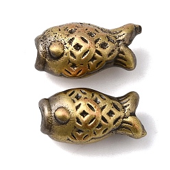 Brushed Antique Bronze Стойки обшивки латунные бусины, без кадмия и без свинца, рыба, щеткой античная бронза, 11.5x7x6 мм, отверстие : 1.6 мм