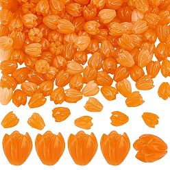 Naranja 150 piezas de cuentas de resina opaca, flor, naranja, 8x6.5 mm, agujero: 1.5 mm