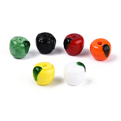 (52) Непрозрачная лаванда Бусы лэмпворк ручной работы, яблоко, разноцветные, 11.5~12.5x13.5~14.5x12.5~14 мм, отверстие : 1.2~1.6 мм, около 20 шт / нитка, 9.45 дюйм (24 см)