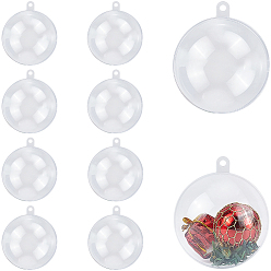 Clear 10Pcs Transparency Acrylic Christmas Balls Pendants, Round, Clear, 70x60mm, Hole: 3.5mm, Inner Diameter: 57.5mm