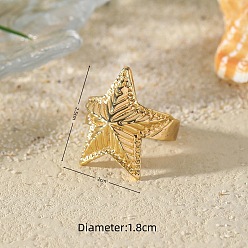 Золотой Открытые кольца-манжеты из сплава для женщин, звезда, золотые, внутренний диаметр: 18 мм