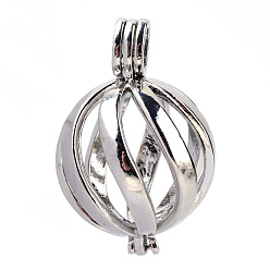 Платина Подвески из латуни, без никеля , для ожерелья, полый круглый, платина, 34x22.5x22.5 мм, отверстие : 3x6 мм, внутренней меры: 19 мм