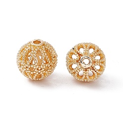 Золотой Стойки покрытие латунь полые шарики, без кадмия и без свинца, круглые, золотые, 10 мм, отверстие : 1.2 мм