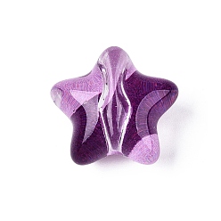 Purple Printed Transparent Acrylic Beads, Star, Two Tone, Purple, 21x23x13mm, Hole: 3mm