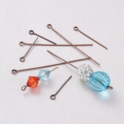 Red Copper Brass Eye Pin, with Storage Container, Red Copper, 2.0cm/2.6cm/4.5cm/5cm, Hole: 2mm, Pin: 0.7mm, about 600pcs/box