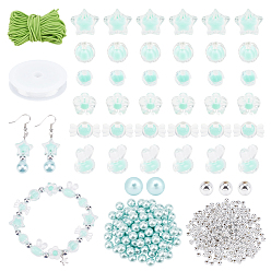 Light Green DIY Acrylic Beads Bracelet Making Kit, Including Transparent Transparent & Pearl & Plating Acrylic Beads, Elastic Thread, Light Green, Beads: 420pcs/set