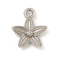 Нержавеющая Сталь Цвет Не тускнеющие 304 подвески из нержавеющей стали, цветочный шарм, цвет нержавеющей стали, 19.5x16x3 мм, отверстие : 2.1 мм