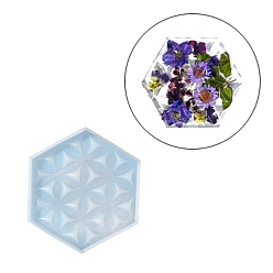 Шестиугольник Силиконовые формы с силиконовыми формами для коврика с цветочной текстурой, формы для литья смолы, для уф-смолы, изготовление изделий из эпоксидной смолы, шестиугольник, 98x110x9.5 мм