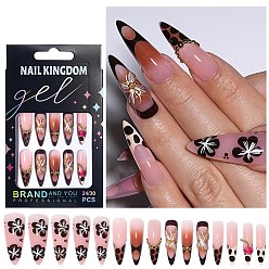 Кокосово-Коричневый Акриловые накладные ногти с полным покрытием, нейл-арт съемный маникюр, с клейкими вкладками, пилочка для ногтей и палочка для кутикулы, кокосового коричневый, 27~34x6.5~14.5x3~6.5 мм, 30 шт